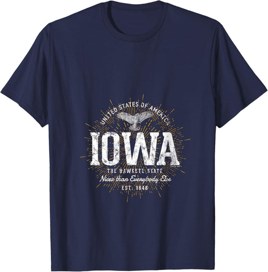 Vintage State of Iowa Retro V-Neck T-Shirt - T-Shirt | Navy
