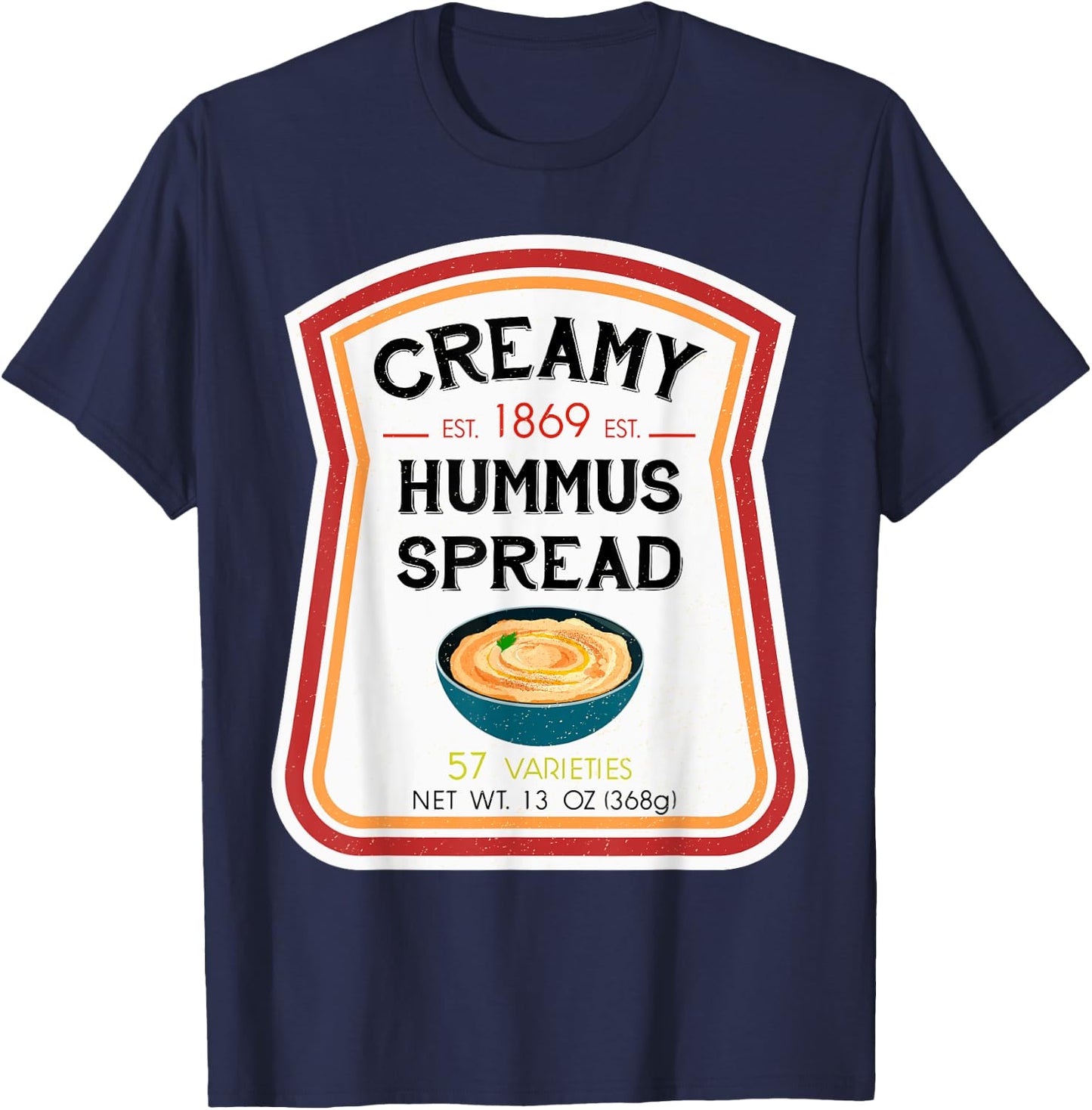 Hummus Spread Bottle Label Halloween 2021 Couples Costume T-Shirt - T-Shirt | Navy