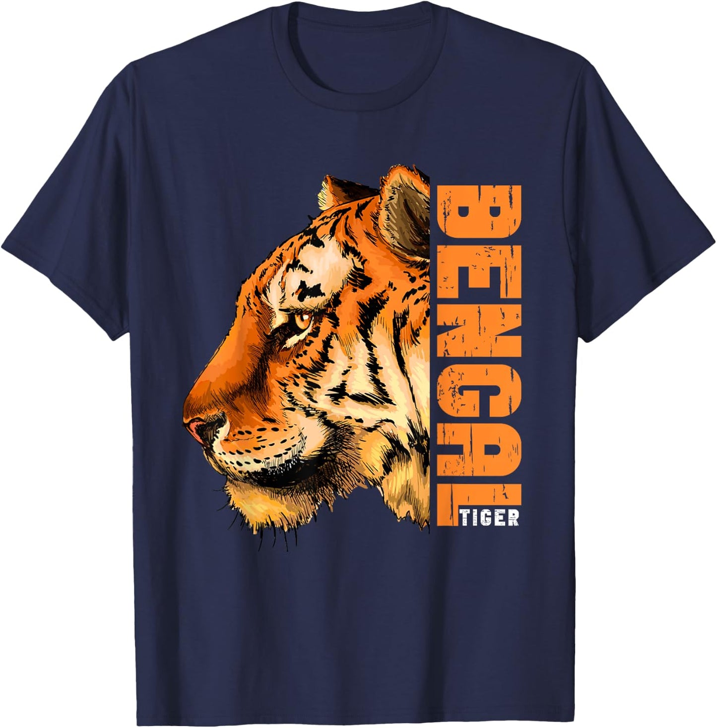 Retro Vintage Bengal Tiger Face Wild Tiger Face T-Shirt - T-Shirt | Navy