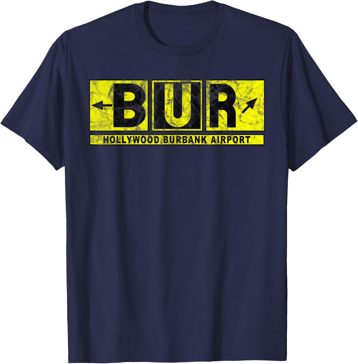 BUR Hollywood Burbank Airport Taxiway Sign Pilot Vintage T-Shirt - T-Shirt | Navy