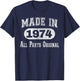 Funny 44th Birthday Made In 1974 All Parts Original T-Shirt - T-Shirt | Navy
