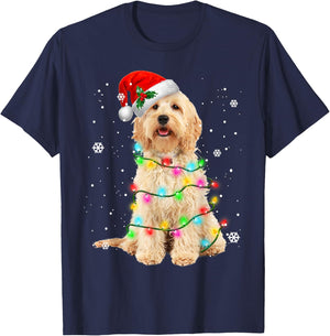 Goldendoodle Dog Tree Christmas Sweater Xmas Pet Dogs Gifts T-Shirt - T-Shirt | Navy