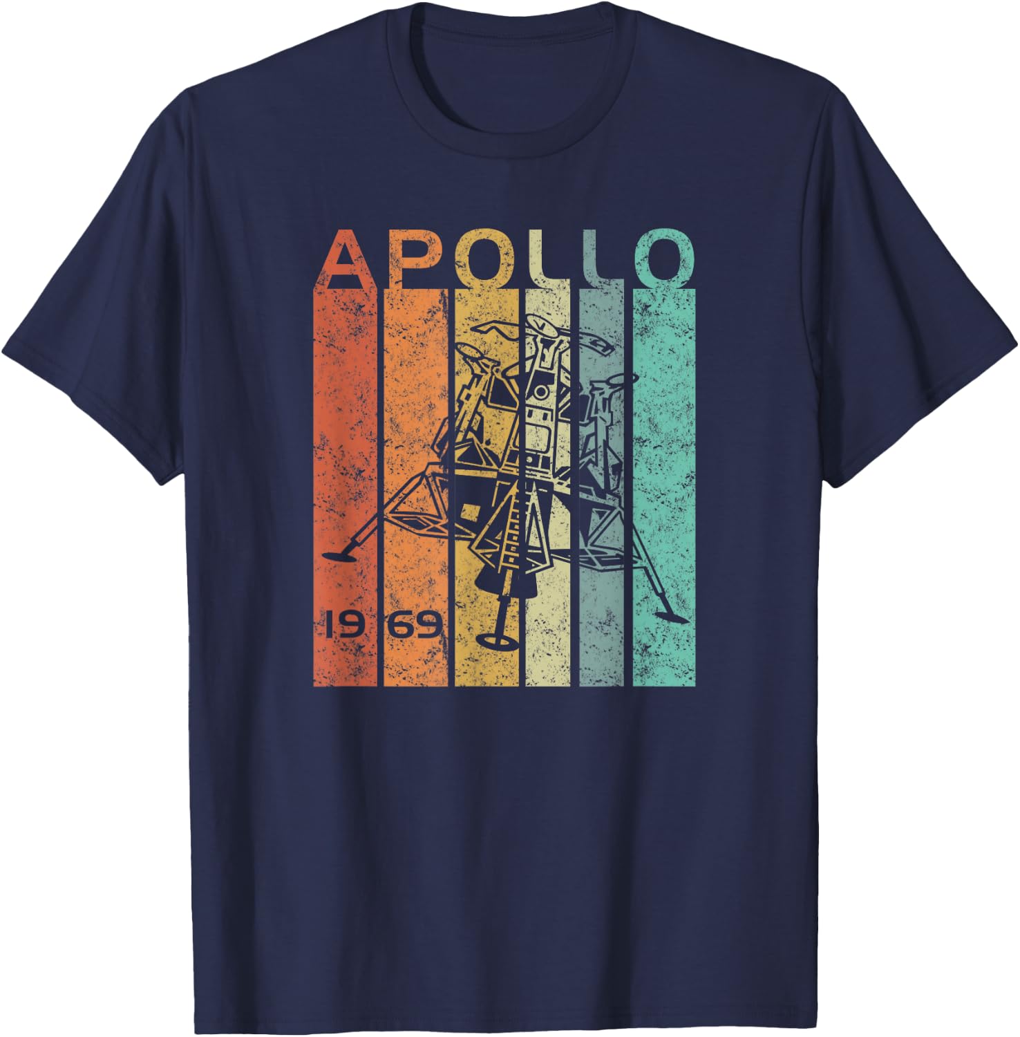 Retro Apollo 11 50th Anniversary Moon Landing 1969 2019 Gift T-Shirt - T-Shirt | Navy