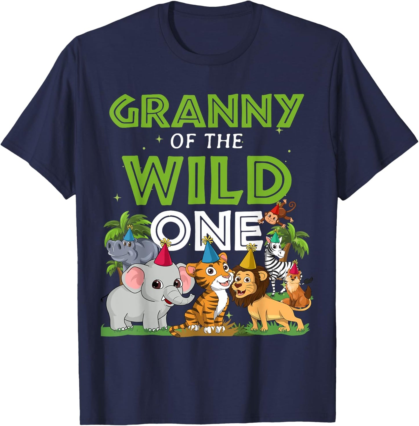 Granny of the Wild One Zoo Birthday Safari Jungle Animal T-Shirt - T-Shirt | Navy