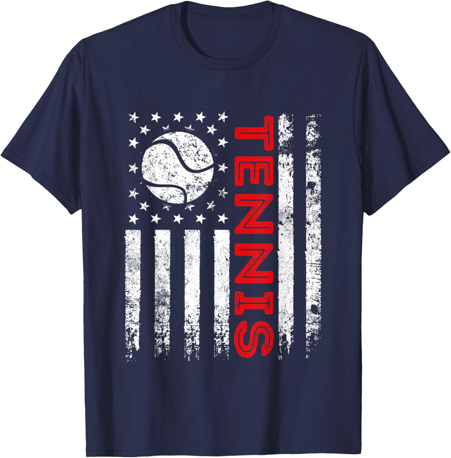 Distressed American Flag Tennis Patriotic 4th Of July T-Shirt - T-Shirt | Navy