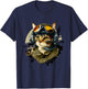 Cat Pilot Colorful Cat Kitty Art T-Shirt - T-Shirt | Navy
