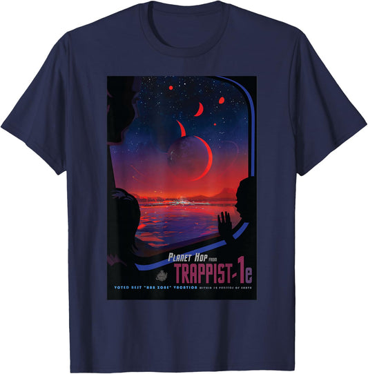 Nerdy Vintage Trappist-1 Planet Space Travel Science Teacher Women Girls Kids T-Shirt - T-Shirt | Navy