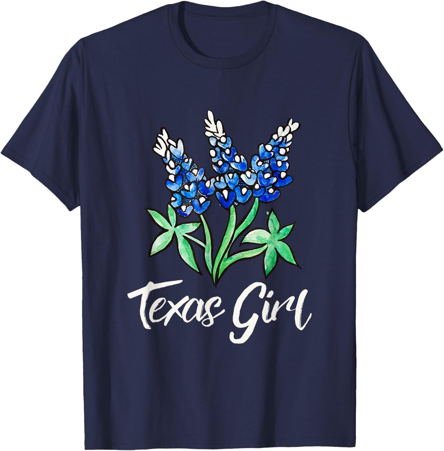 Texas Girl Bluebonnet Shirt Texas Cowgirl Rodeo Pride T-Shirt - T-Shirt | Navy