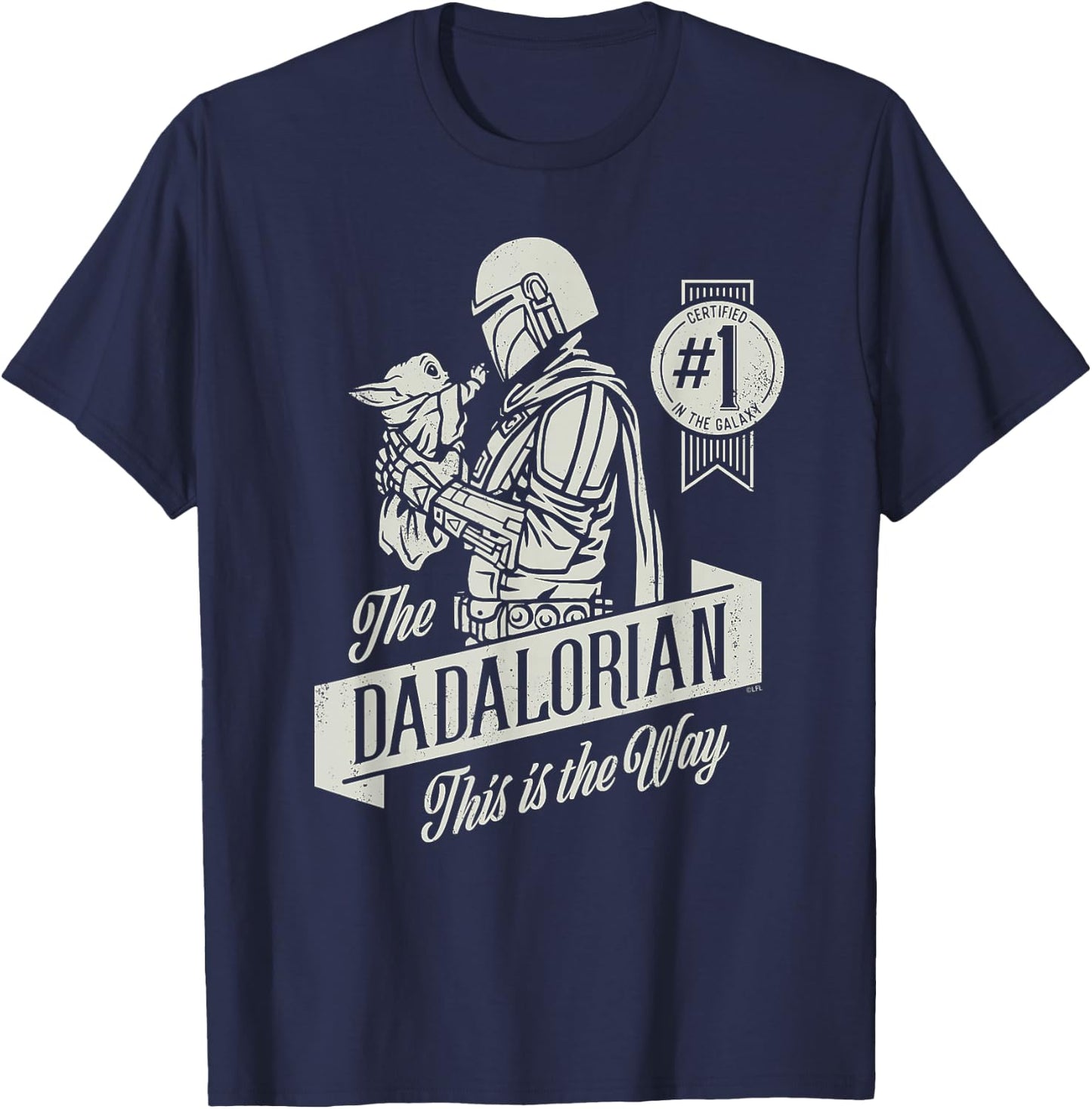 Star Wars The Mandalorian and Grogu Dadalorian Father’s Day T-Shirt - T-Shirt | Navy