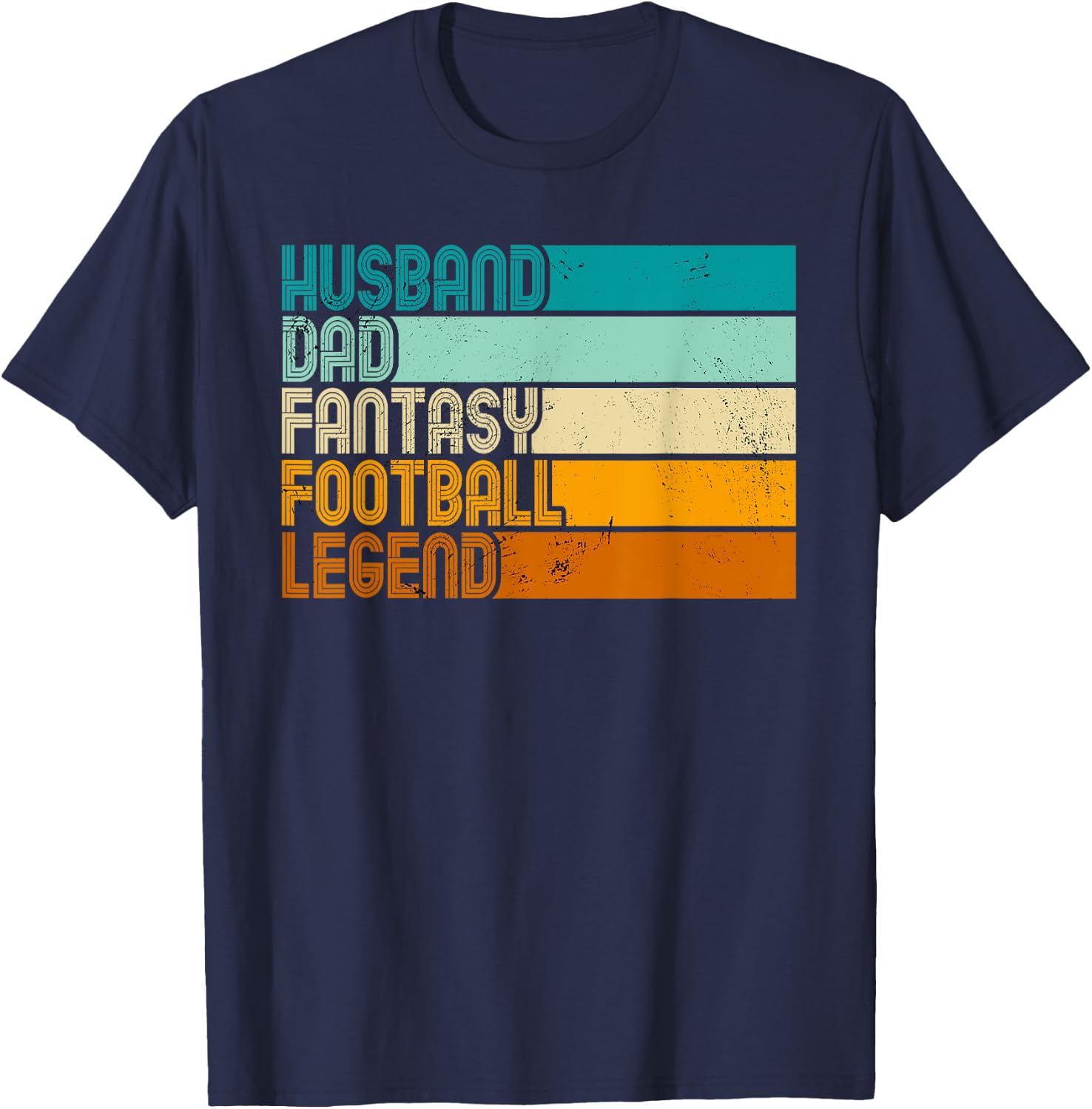 Retro Husband Dad Fantasy Football Legend | Fantasy Football T-Shirt - T-Shirt | Navy