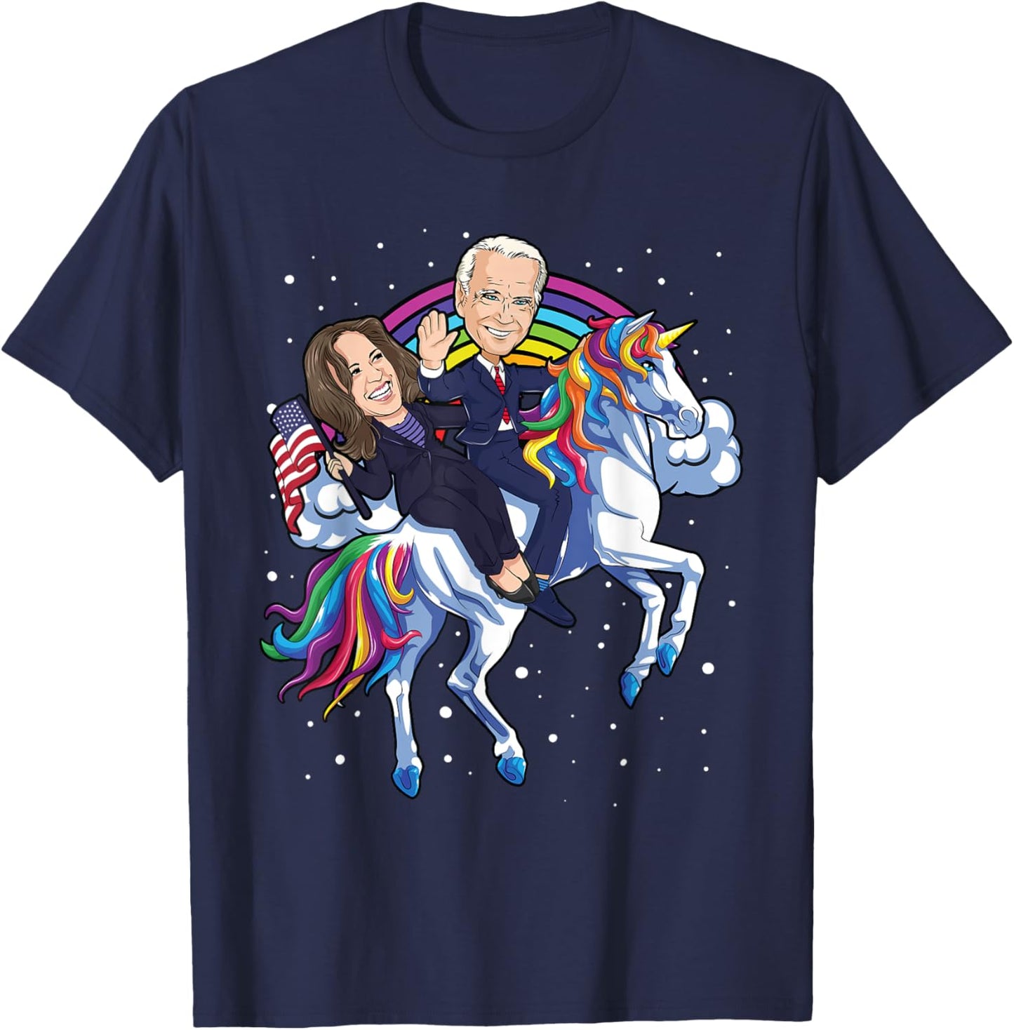 Kamala Harris Unicorn Joe Biden 2021 Riding President USA T-Shirt - T-Shirt | Navy