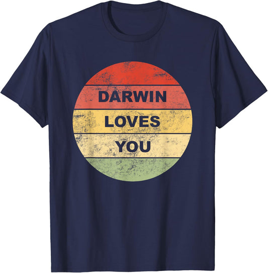 Darwin Loves You Atheist Pro Science Non Religious Vintage T-Shirt - T-Shirt | Navy