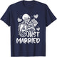 Just Married Halloween Skeleton Bride and Groom Wedding T-Shirt - T-Shirt | Navy