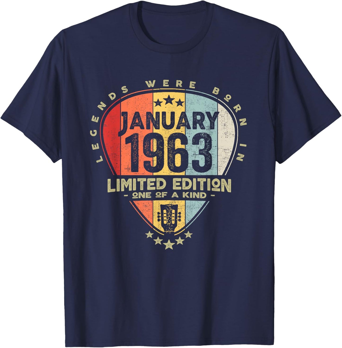 Guitar Pick - Legends Were Born In January 1963 Guitar T-Shirt - T-Shirt | Navy