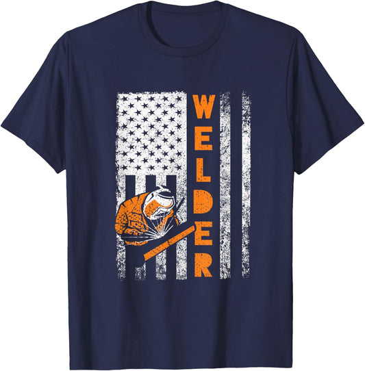 Welder Flag - Funny Welder Gifts For Welders Welding Outfit T-Shirt - T-Shirt | Navy
