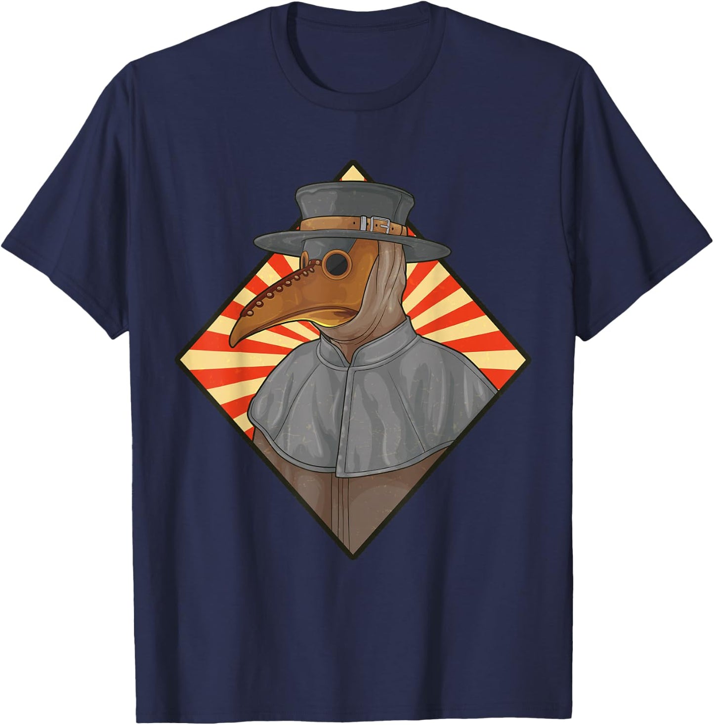 Plague Doctor Steampunk Retro Creepy Medieval Gothic Raven T-Shirt - T-Shirt | Navy
