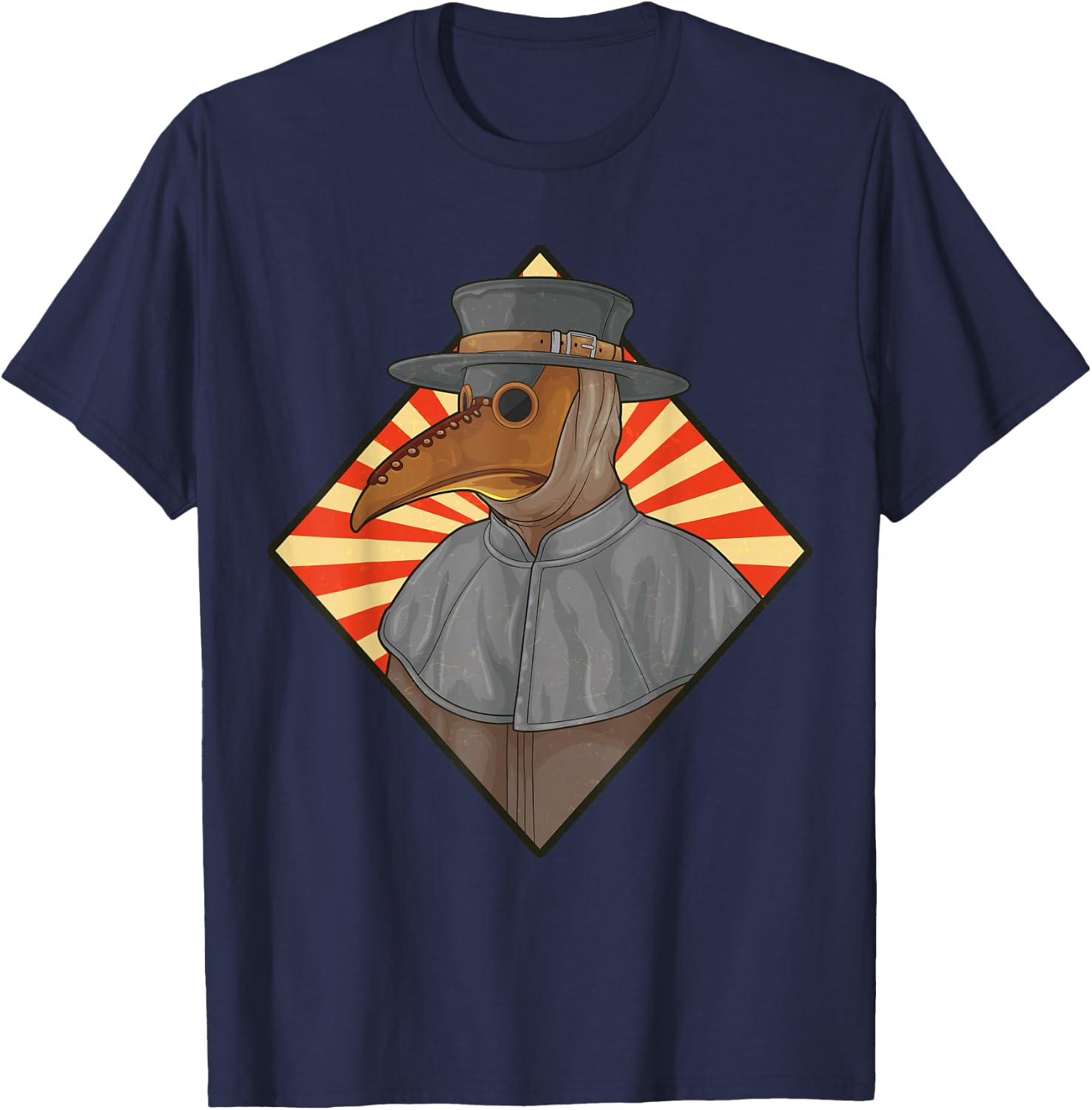 Plague Doctor Steampunk Retro Creepy Medieval Gothic Raven T-Shirt - T-Shirt | Navy