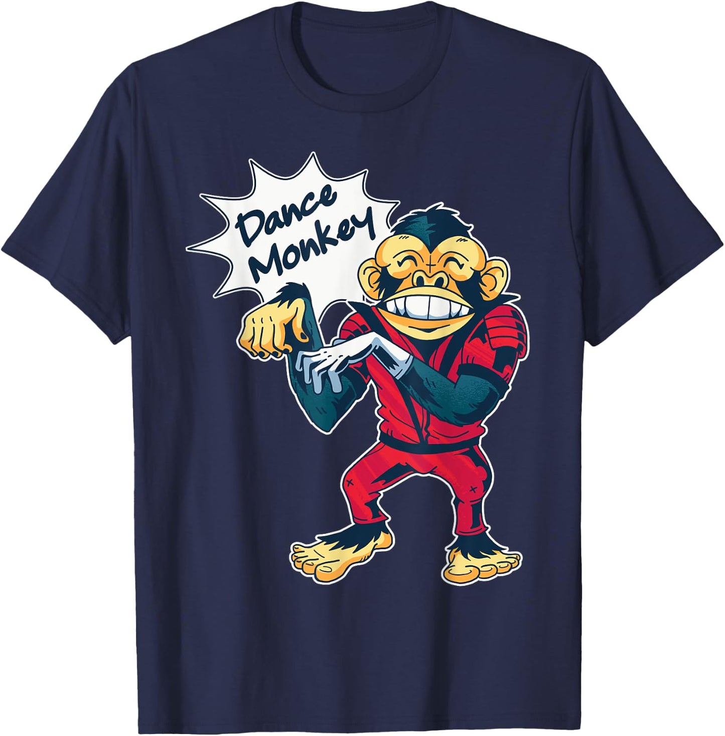 Funny Dance Monkey Music Dancing 90s T-Shirt - T-Shirt | Navy