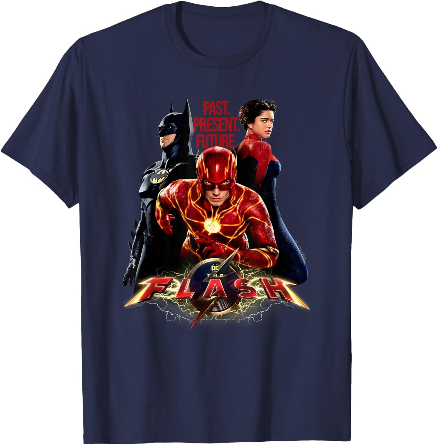 The Flash Movie Batman Supergirl Team T-Shirt - T-Shirt | Navy