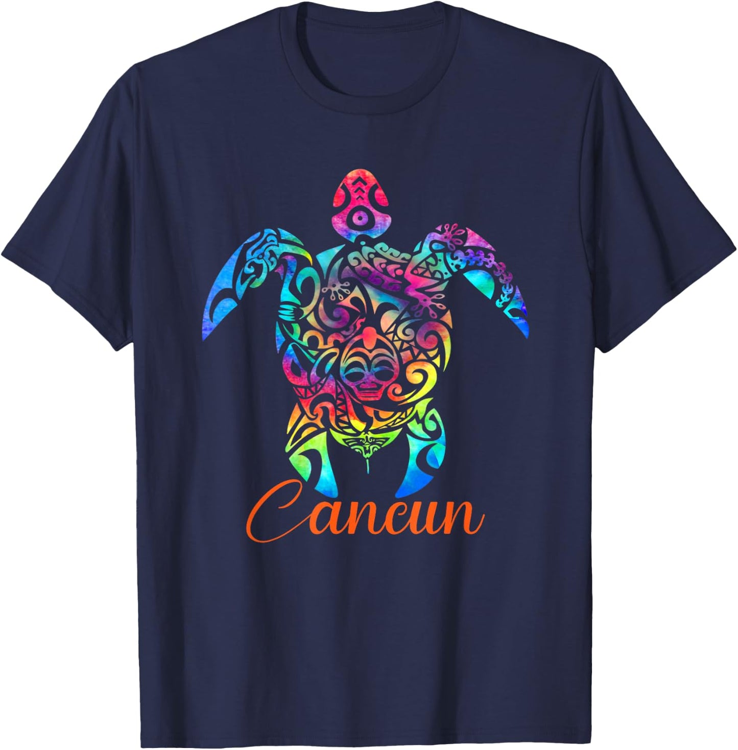 Cancun Mexico Sea Turtle Beach Vacay Trip Tie Dye T-Shirt - T-Shirt | Navy