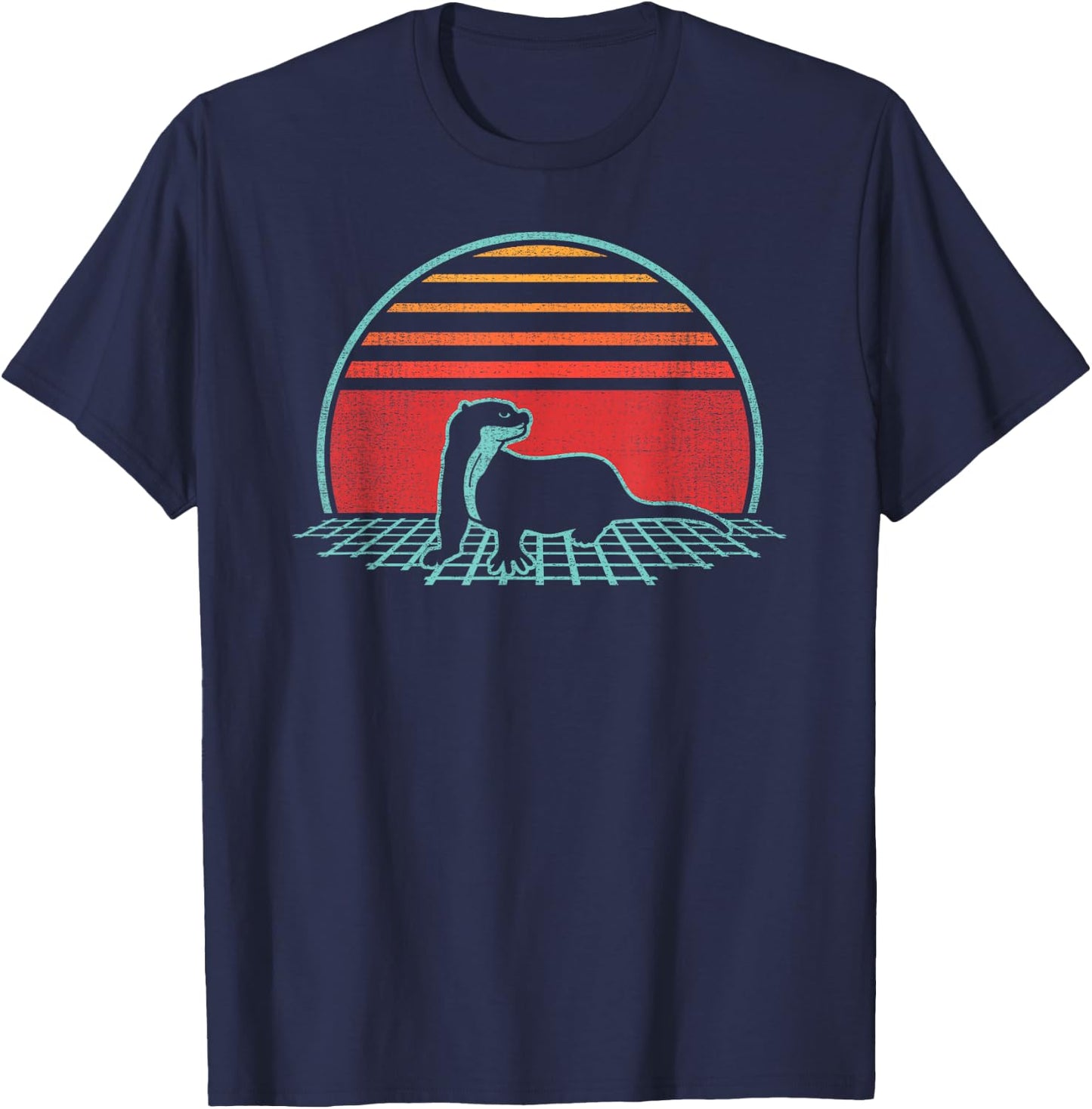 Otter Lover Animal Retro Vintage 80s Style T-Shirt - T-Shirt | Navy