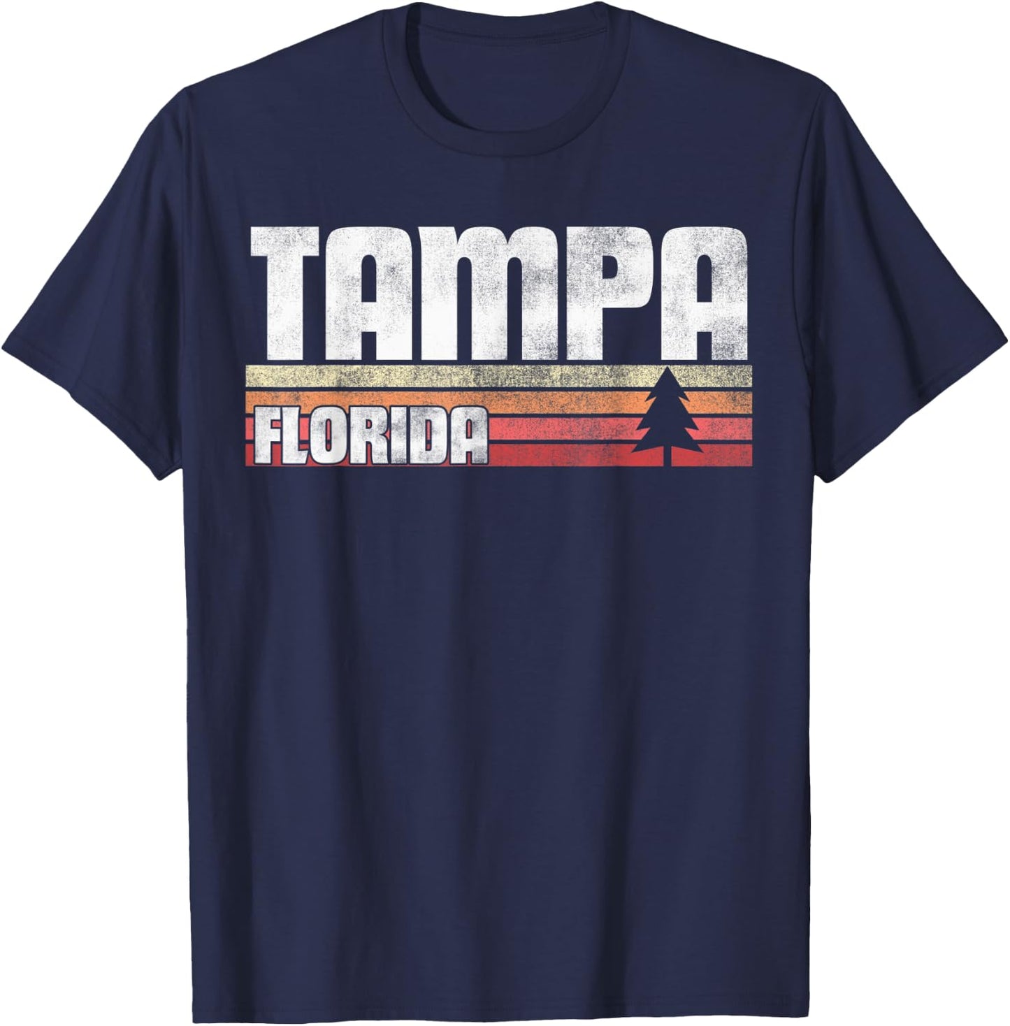 Tampa Florida FL Gift Retro Style Vintage 70s 80s 90s Home T-Shirt - T-Shirt | Navy