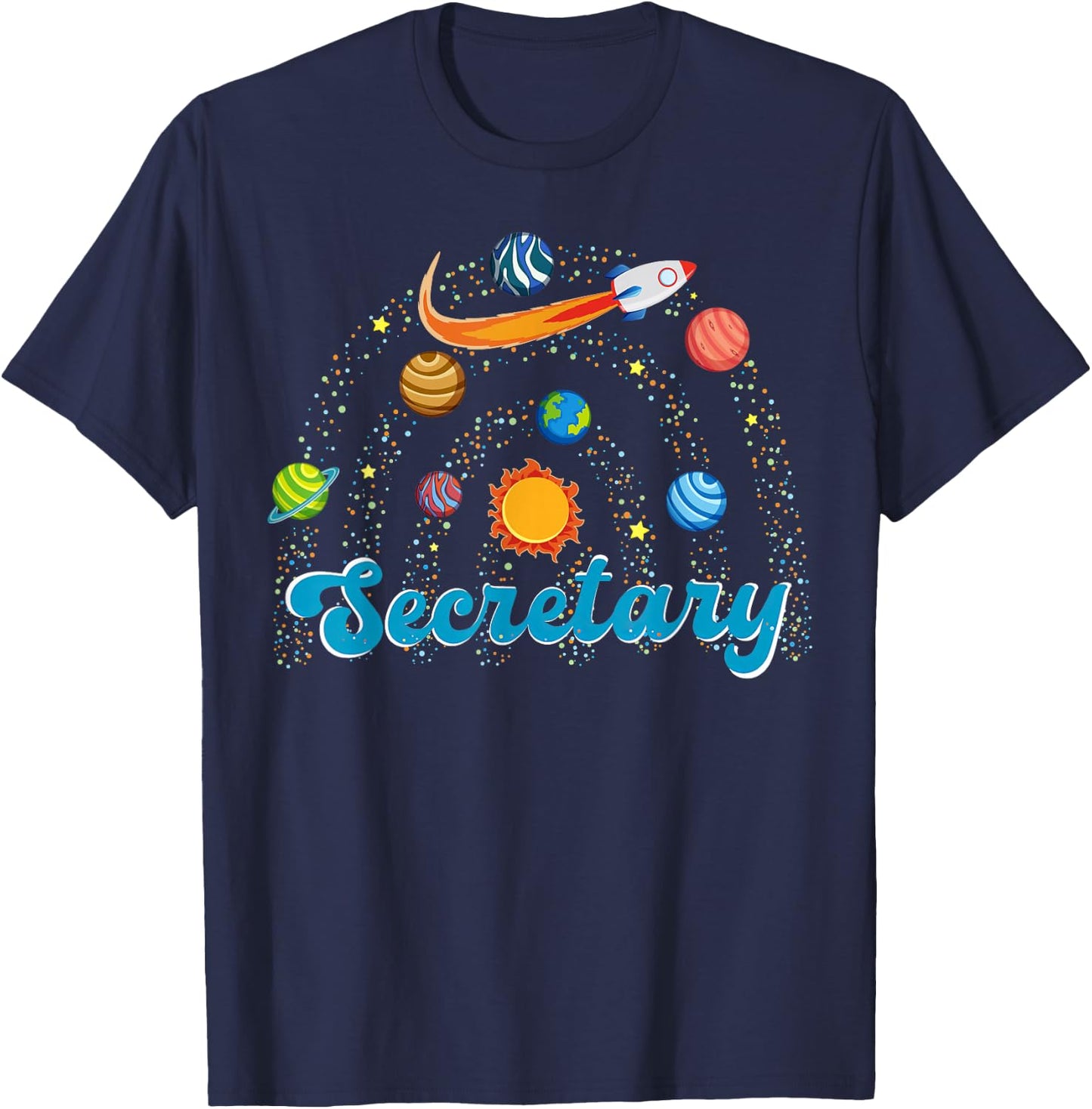 School Secretary Outer Space Front Office Admin Assistant T-Shirt - T-Shirt | Navy