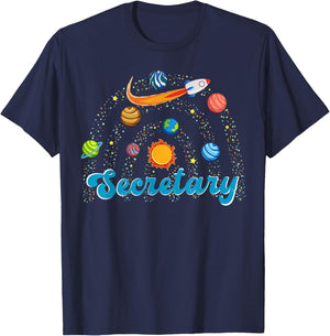 School Secretary Outer Space Front Office Admin Assistant T-Shirt - T-Shirt | Navy