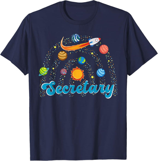 School Secretary Outer Space Front Office Admin Assistant T-Shirt - T-Shirt | Navy