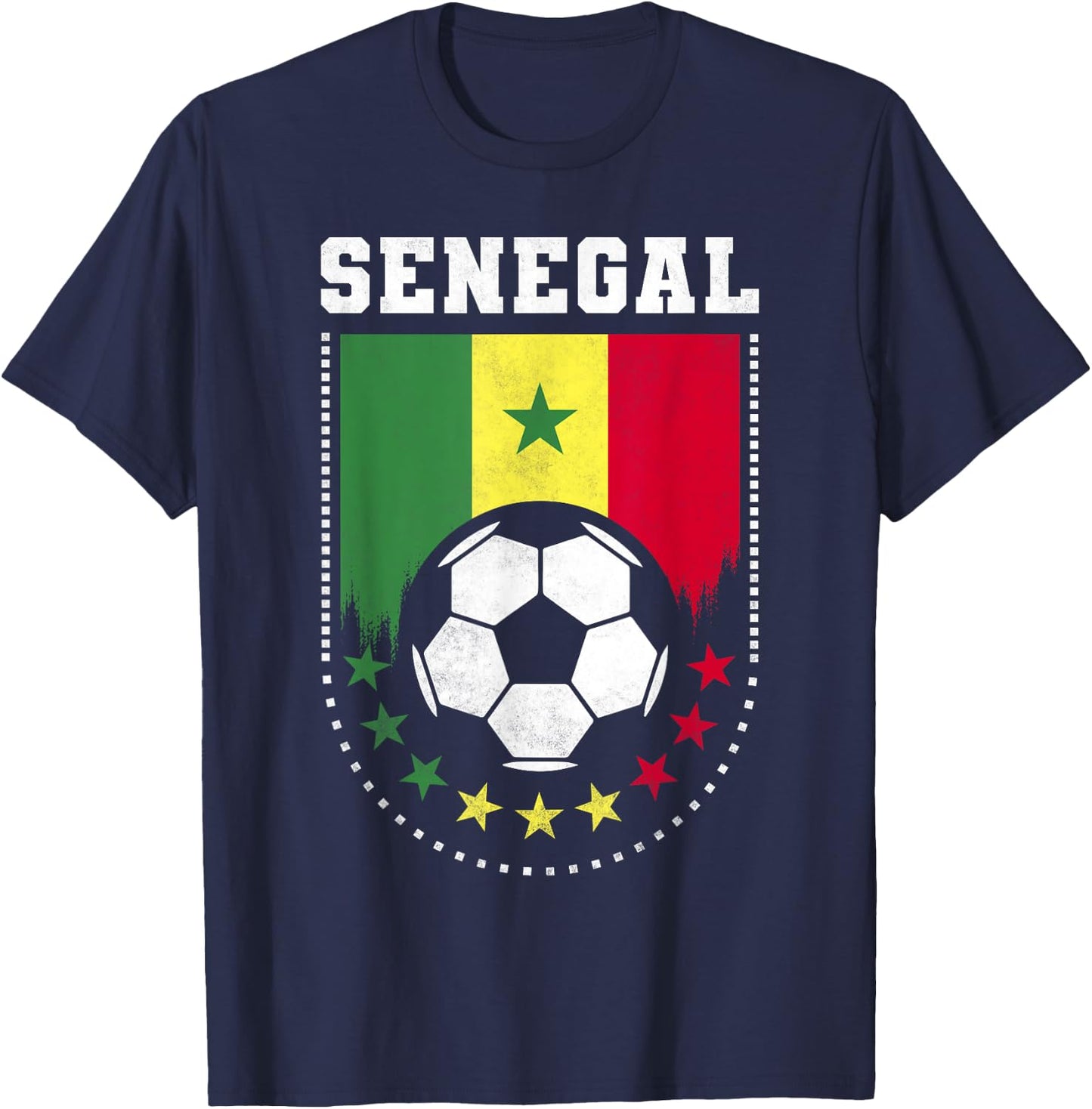 Senegal Flag Soccer Fan T-Shirt - T-Shirt | Navy