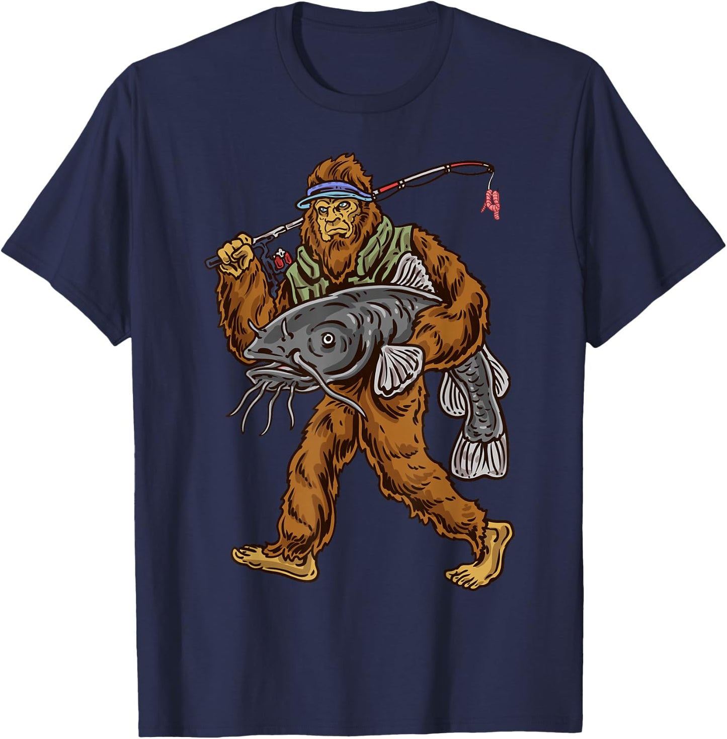 Catfishing Bigfoot Hunting Catfishermen T-Shirt - T-Shirt | Navy