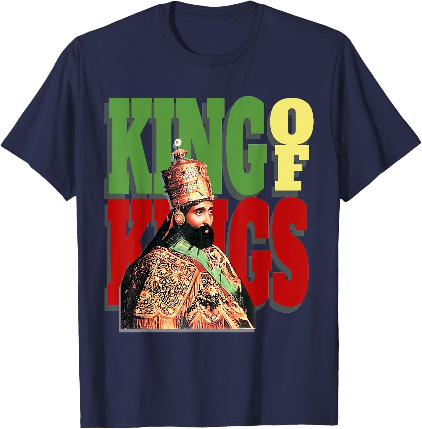 Haile Selassie King Rastafarian T-Shirt - T-Shirt | Navy