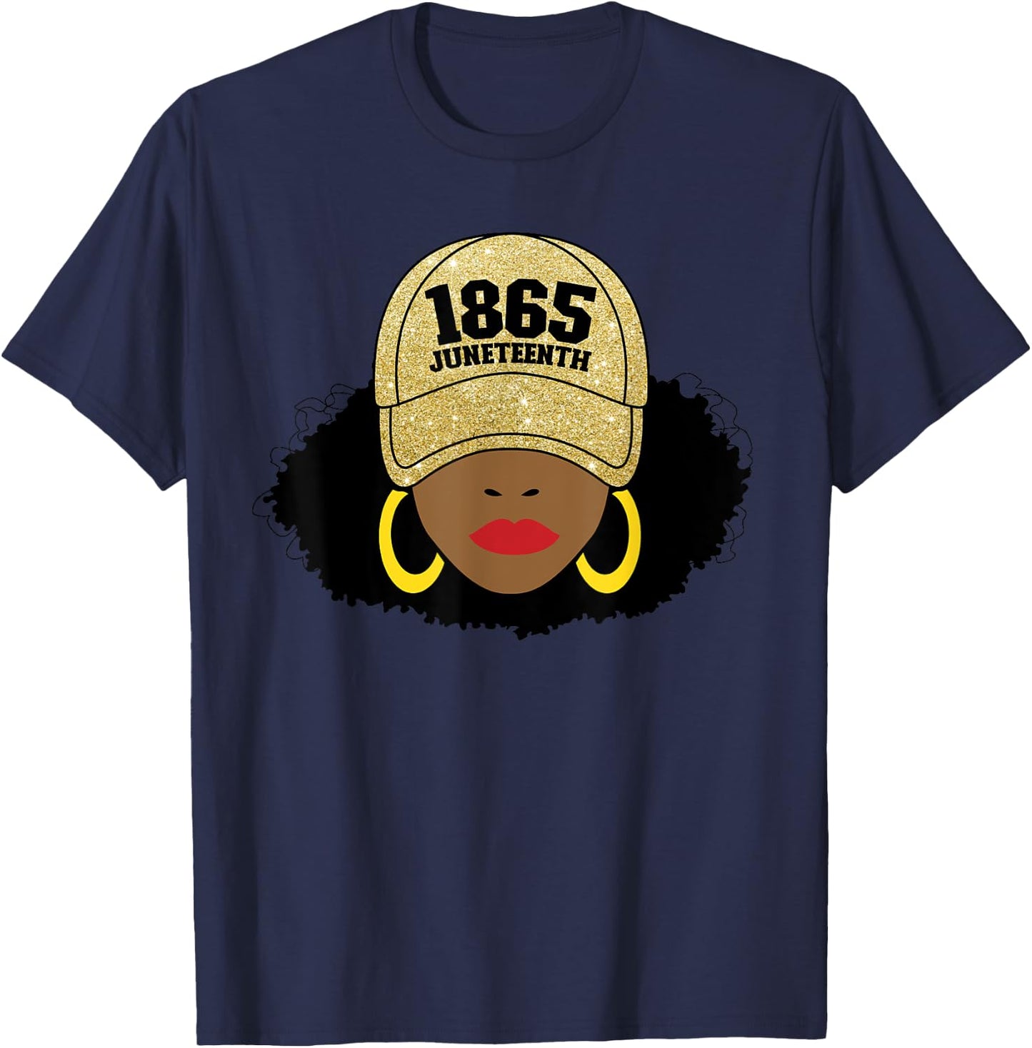 Juneteenth 1865 Black Freedom Afro Gold Women's Juneteenth T-Shirt - T-Shirt | Navy