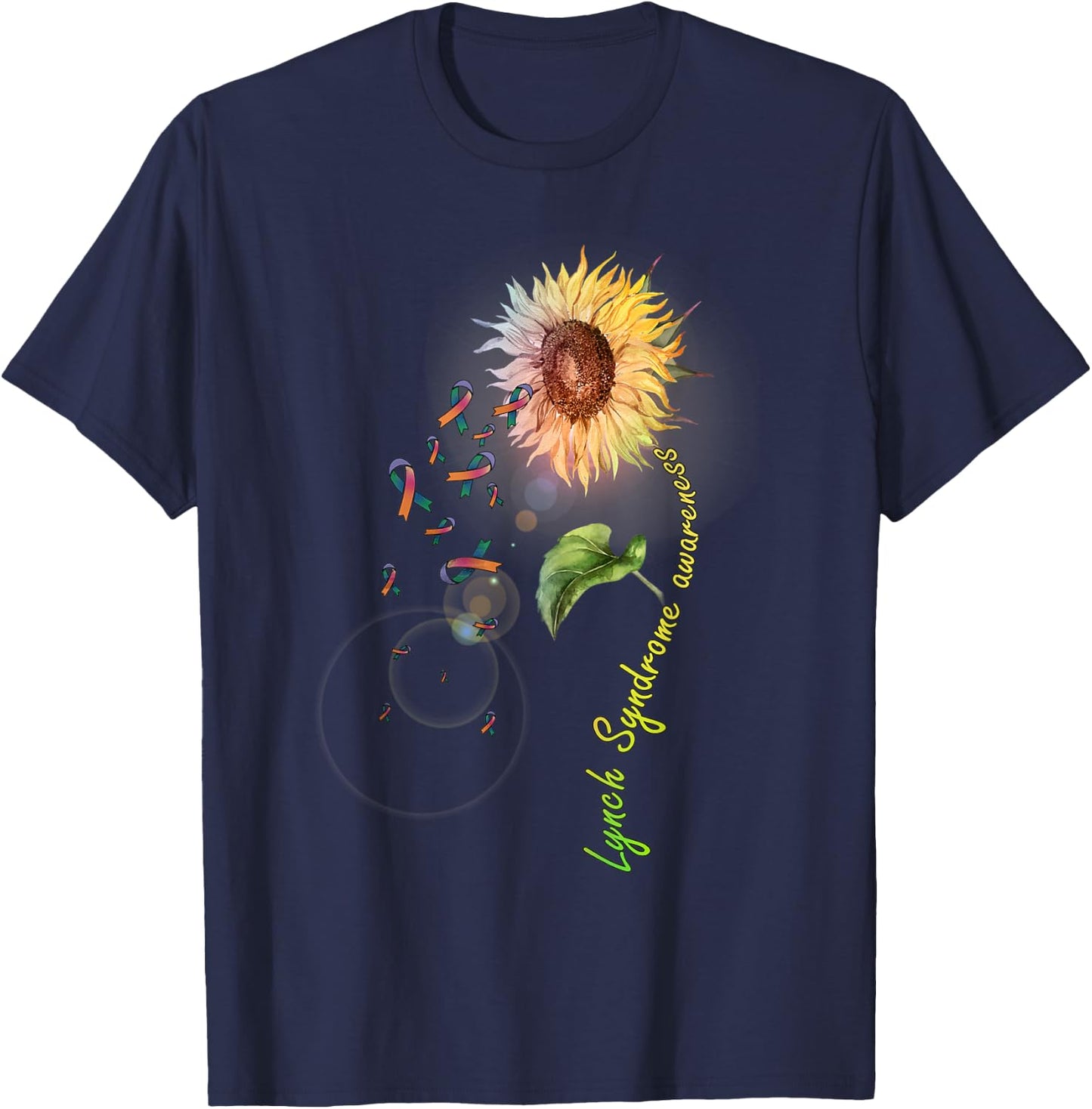 Lynch Syndrome Awareness Sunflower T-Shirt - T-Shirt | Navy