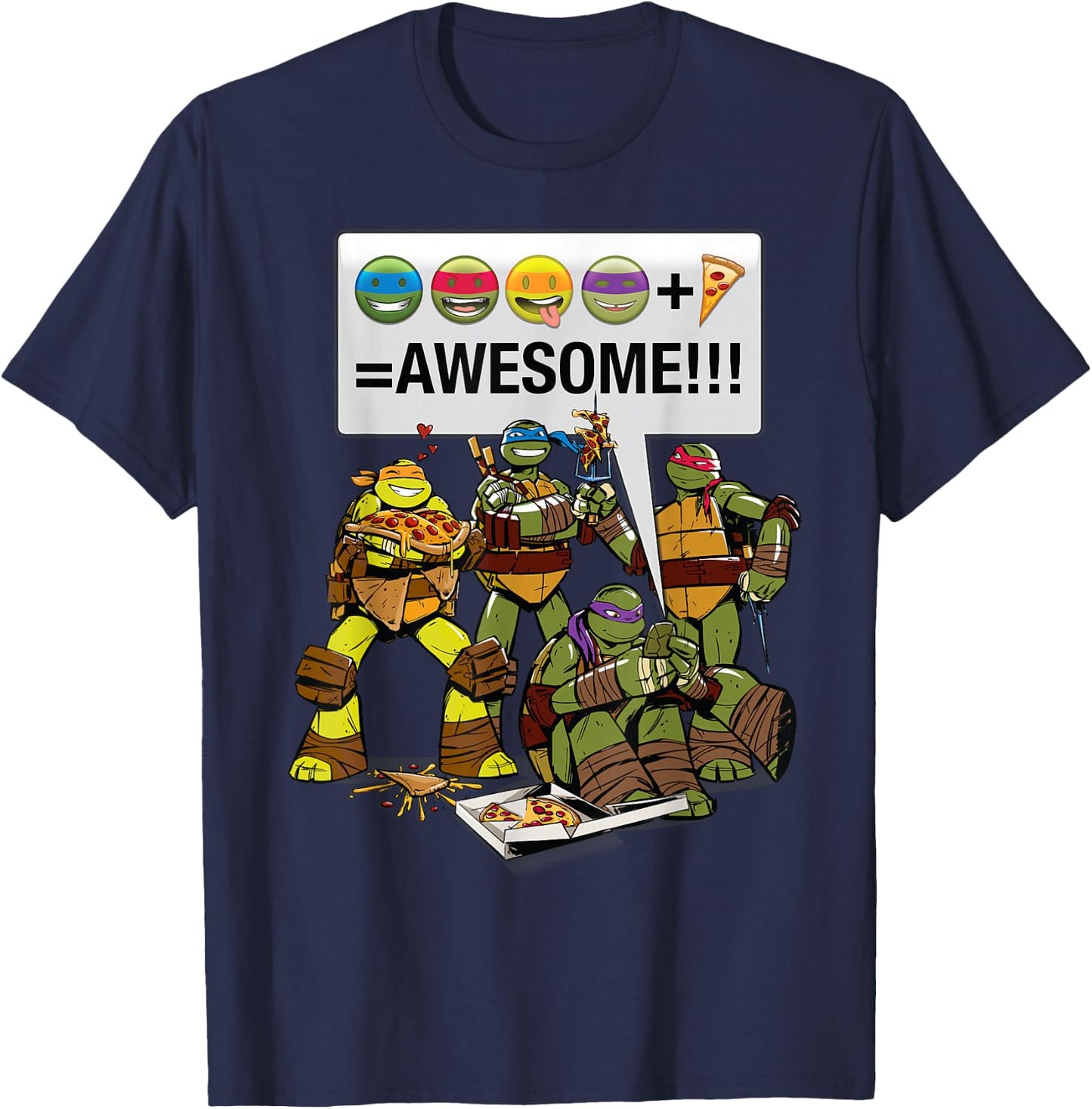 Teenage Mutant Ninja Turtles Plus Pizza Equals Awesome T-Shirt - T-Shirt | Navy