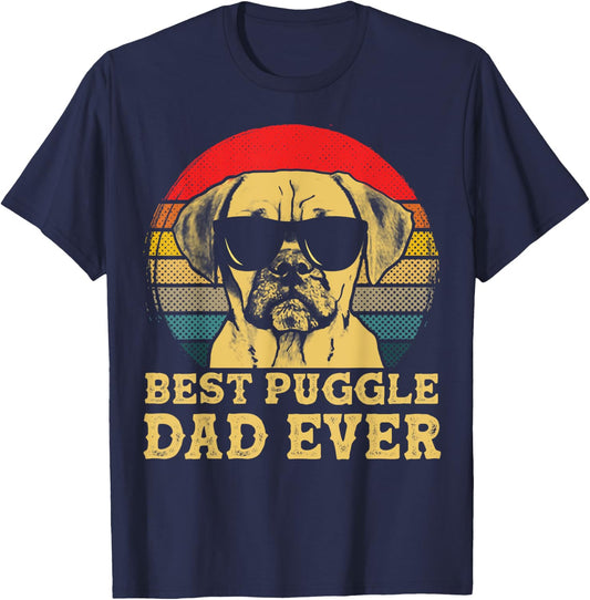 Best Puggle Dad Ever Dog Lovers Retro Vintage Women Kids T-Shirt - T-Shirt | Navy