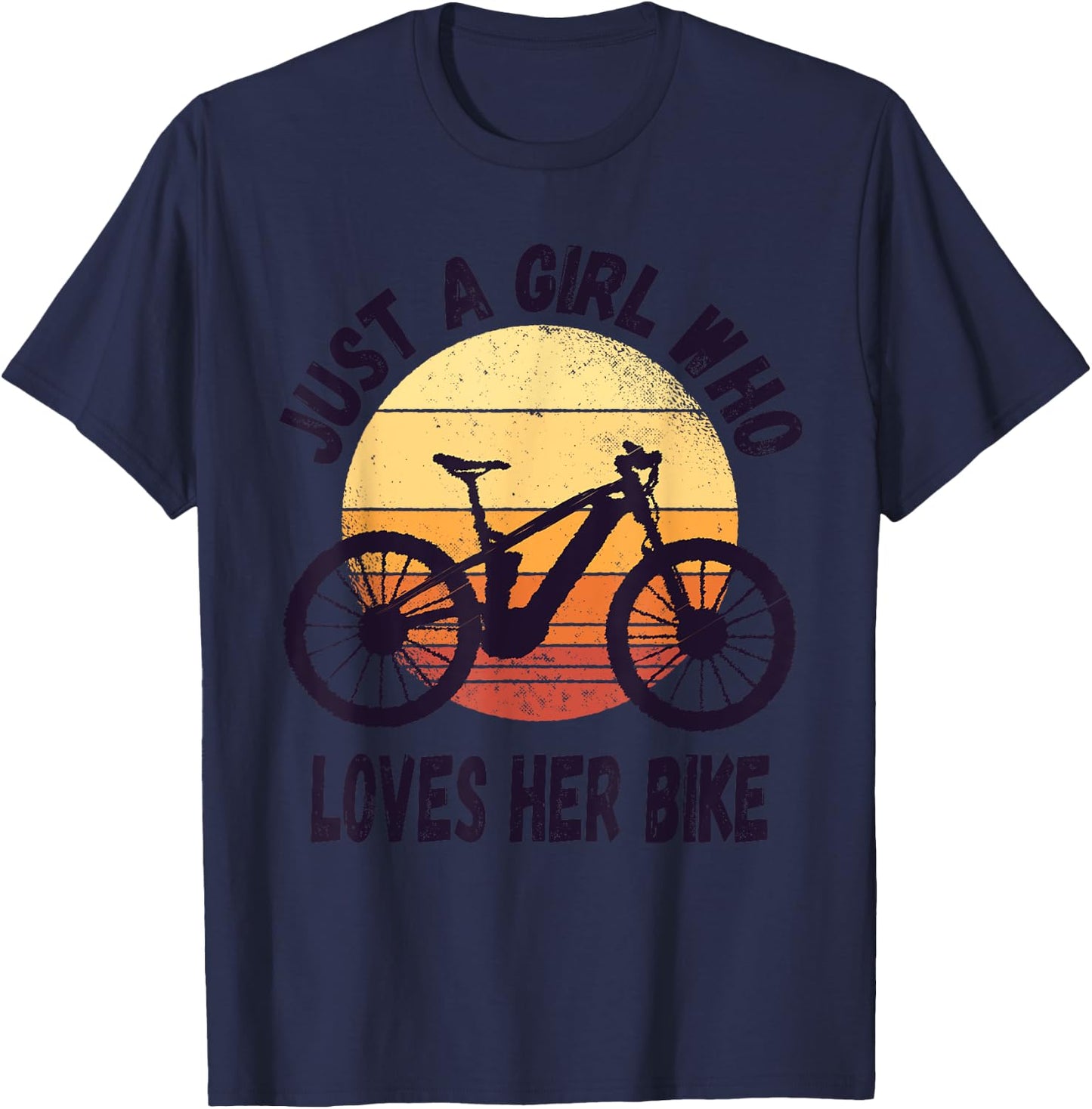 Just A Girl Who Loves Her Cute Bike Cycling biking Girls Kid T-Shirt - T-Shirt | Navy