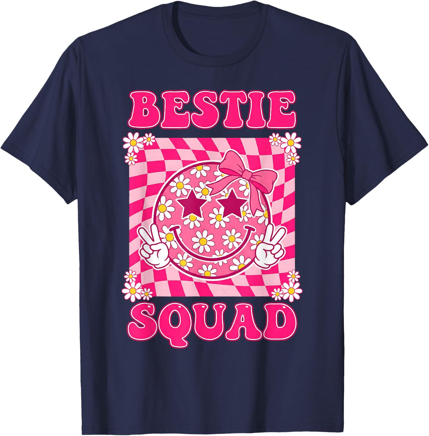 Groovy Bestie Squad Best Friends Matching Girls T-Shirt - T-Shirt | Navy