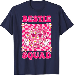 Groovy Bestie Squad Best Friends Matching Girls T-Shirt - T-Shirt | Navy