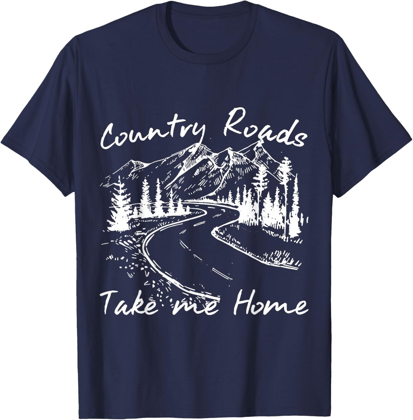 Vintage Country Roads Take Me Home T-Shirt - T-Shirt | Navy
