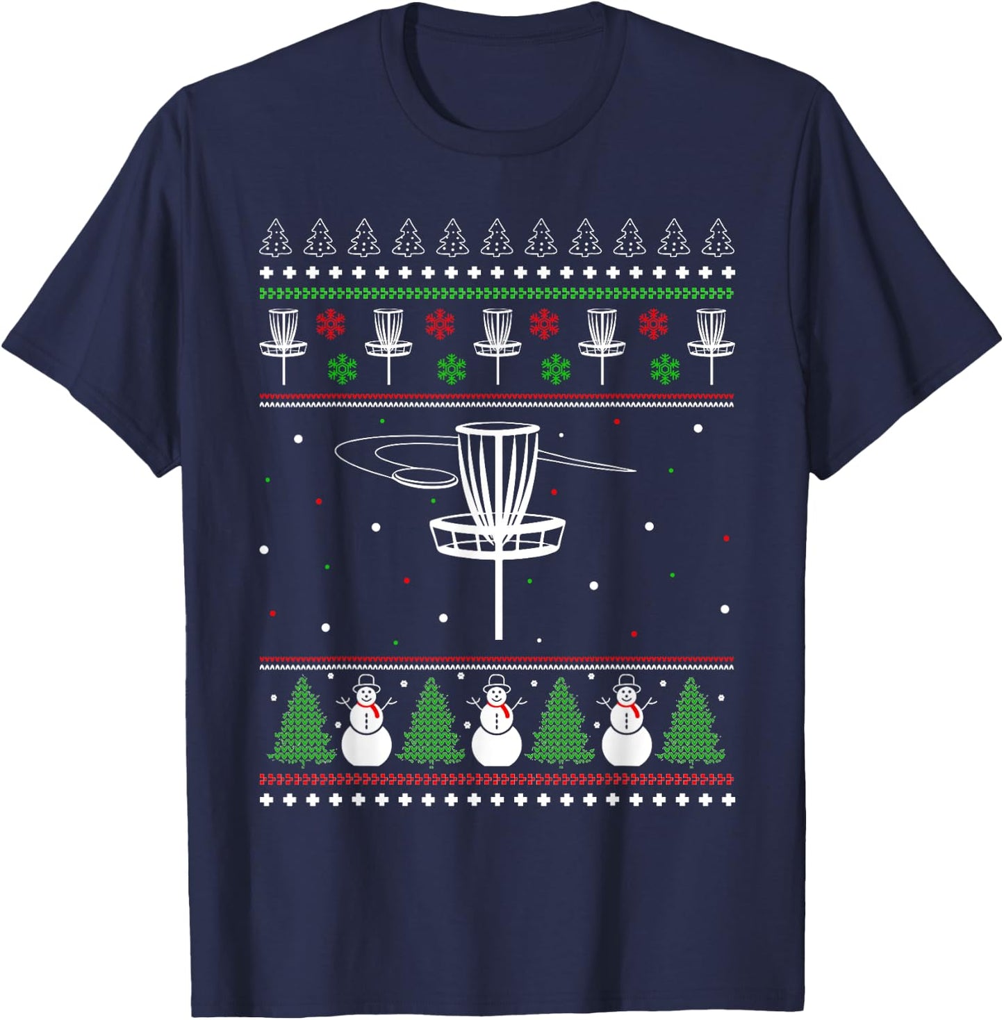 Disc Golf Ugly Christmas Sweater Pajama Gifts Women T-Shirt - T-Shirt | Navy