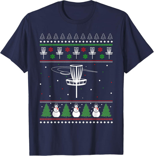 Disc Golf Ugly Christmas Sweater Pajama Gifts Women T-Shirt - T-Shirt | Navy