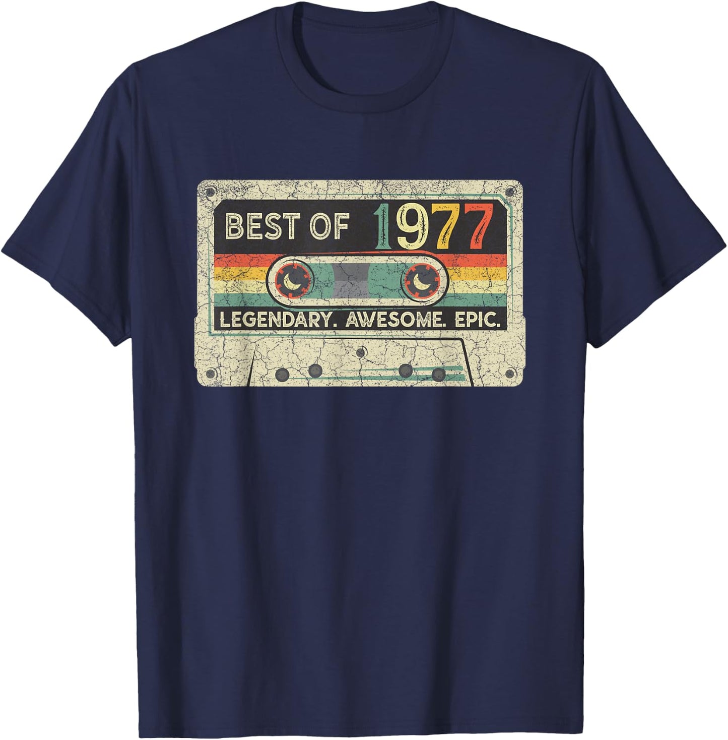 Vintage 1977 Limited Edition Cassette Tape 45th Birthday T-Shirt - T-Shirt | Navy