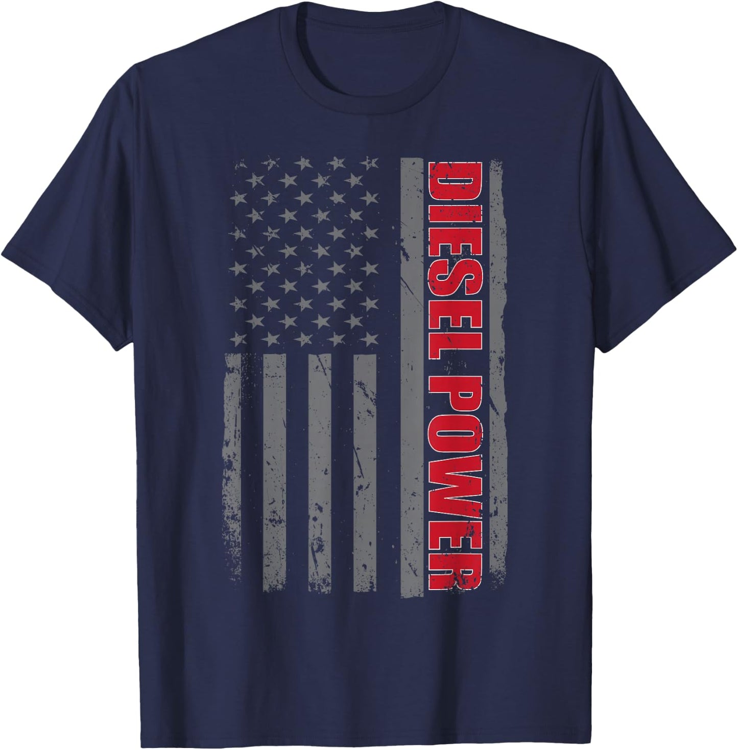 Diesel Truck Power Patriotic Flag American Truck Driver T-Shirt - T-Shirt | Navy