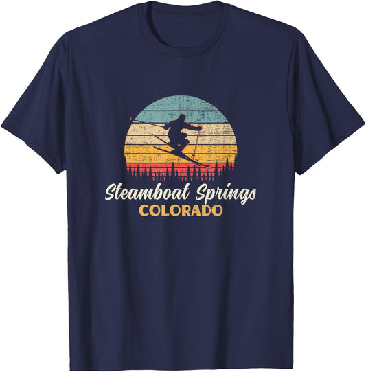 Steamboat Springs Skiing Colorado Vintage Mountain Ski T-Shirt - T-Shirt | Navy