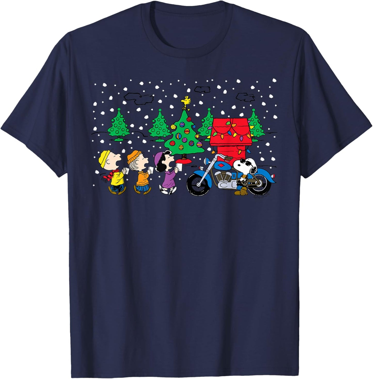 Peanuts Snoopy Holiday Cool Caroling T-Shirt - T-Shirt | Navy