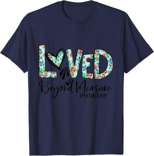 Loved Beyond Measure Bible Verse Christian T-Shirt - T-Shirt | Navy
