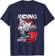 Riding Into 3 Dirt Bike 3 Years Old 3rd Birthday Party Boys T-Shirt - T-Shirt | Navy