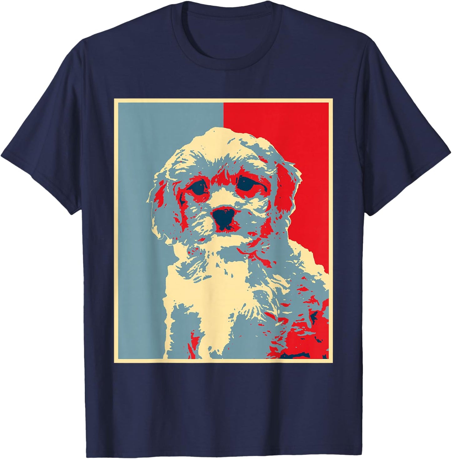 Retro Cavachon Gift Dog Owner Dog Artwork - Vintage Silhouette Cavachon Black T-Shirt - T-Shirt | Navy