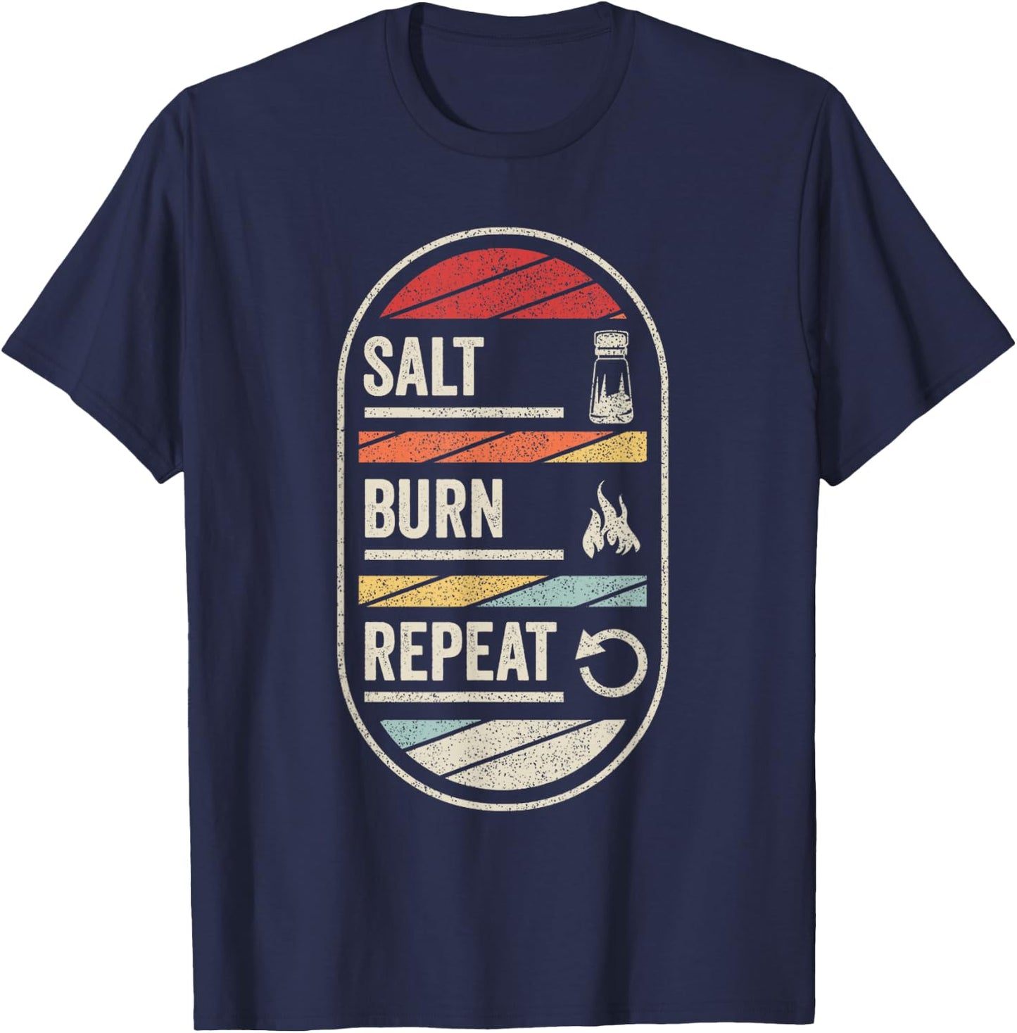 Retro Supernatural Quotes Salt, Burn, Repeat! Quotes Fiction T-Shirt - T-Shirt | Navy